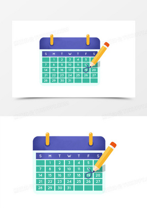 手绘打卡日历表免抠元素