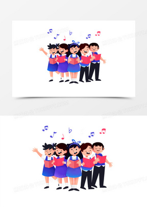 手绘学生合唱团插画元素370蓝色简约大学合唱团招新宣传展板260矢量