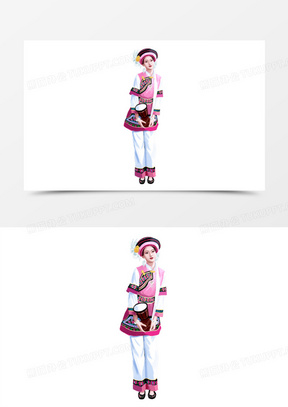 手绘白族女子免抠元素