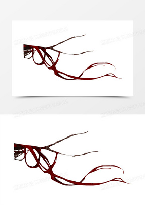 缠绕丝带的树枝古风手绘海报背景