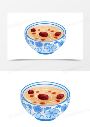 手绘扁平风格一碗枸杞银耳汤元素