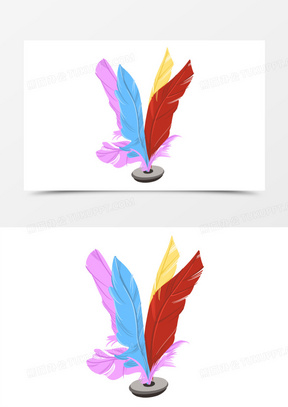 卡通手绘羽毛毽子元素