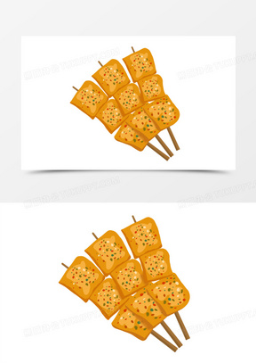 卡通手绘鱼豆腐元素