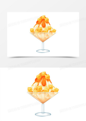 手绘卡通芒果绵绵冰免抠素材