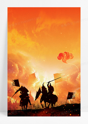 古代军队战场两军厮杀剪影背景