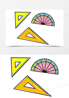 卡通手绘矢量小清新尺子素材