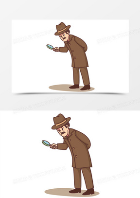 160卡通手绘侦探免抠元素350卡通手绘大侦探免抠素材420手绘卡通侦探