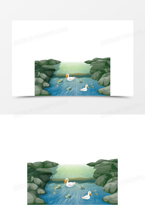 乡村小溪图片风景田园下载_最美小溪图片卡通设计素材_熊猫办公