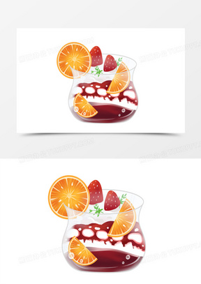 手绘夏季草莓柠檬冰淇淋免元素