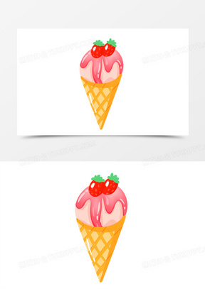 草莓冰淇淋pop手绘海报图片