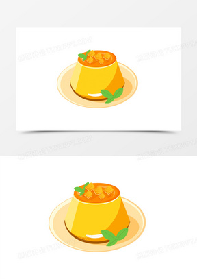 卡通手绘芒果布丁素材