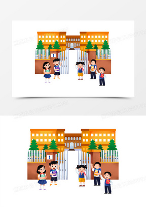 卡通校门图片素材