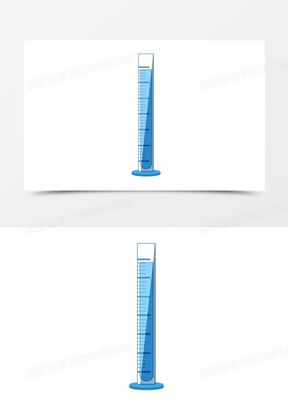 手绘蓝色量筒免抠素材