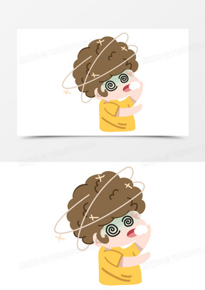 卡通手绘头晕眼花人物元素