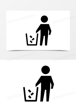 手绘矢量扔垃圾图标素材
