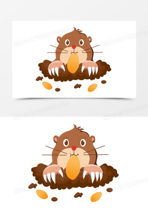 可爱卡通鼹鼠动物元素