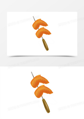 手绘一串烤鸡翅免抠素材