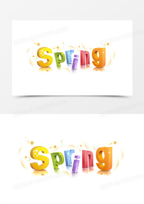 spring彩色立体艺术字矢量素材