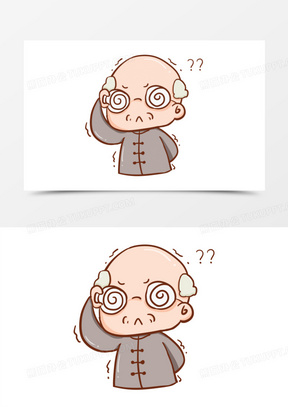 卡通手绘老爷爷眼花元素