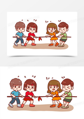 拔河卡通图片素材