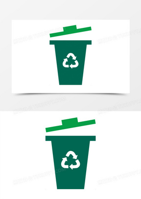扁平风绿色可循环垃圾桶免抠图标元素