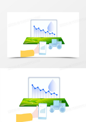 手绘科技农业智慧监测素材