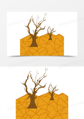 手绘干枯土地元素