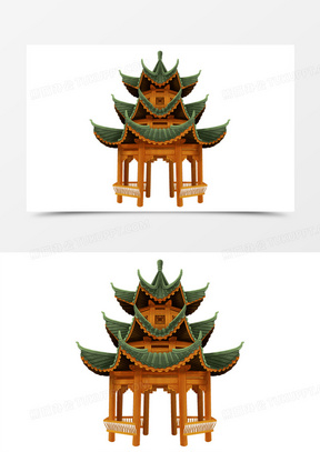 手绘古代凉亭免抠元素140卡通手绘亭子阁楼免抠元素972卡通手绘亭台