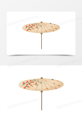 手绘古风油纸伞免抠元素