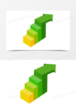 绿色立体上升阶梯免抠ppt元素