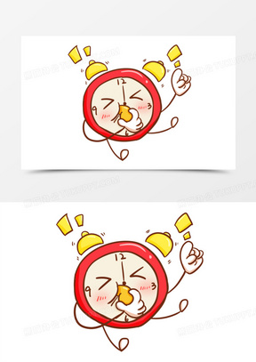 卡通手绘闹钟拟人元素