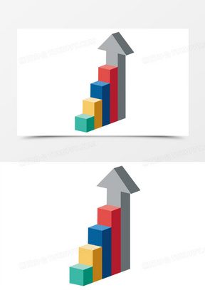 彩色上升立体的阶梯免抠ppt元素