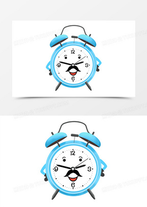 卡通蓝色拟人小闹钟免抠素材