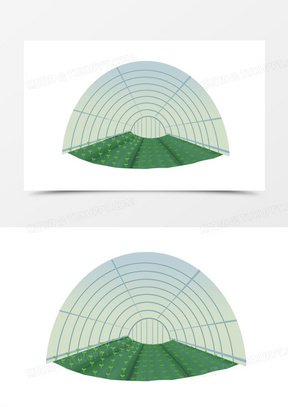 手绘现代大棚室内种植免抠元素