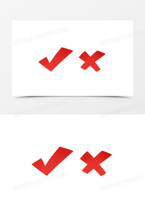 手绘红色对勾打岔图标元素