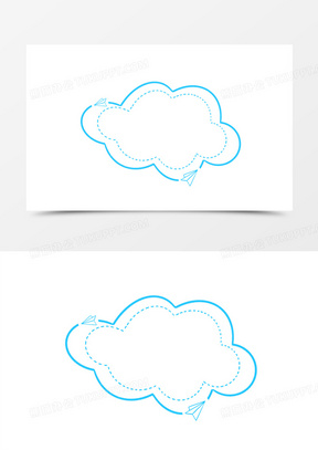 卡通手绘白云虚线蓝色边框