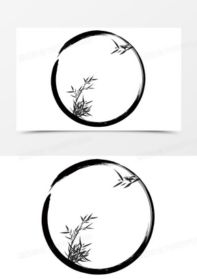 手绘淡雅水墨黑白边框素材