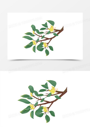 手绘桂花树枝332卡通手绘桂花树和灯笼免抠元素1634手绘桂花玉兔标题