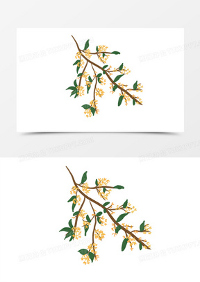 卡通手绘秋天桂花树元素