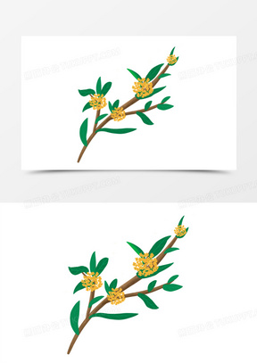 卡通手绘桂花树元素