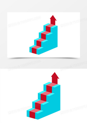 手绘立体上升的阶梯ppt素材