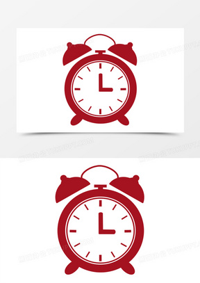 扁平红色闹钟免抠图标元素