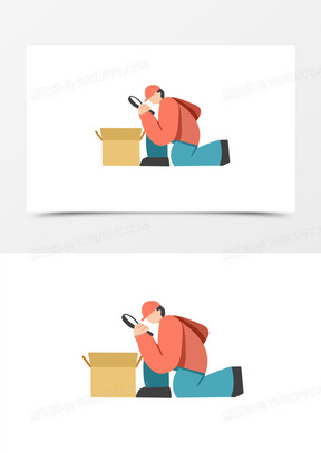 手绘找东西卡通免抠素材