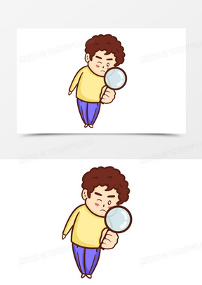 手绘找东西的人免抠素材插画