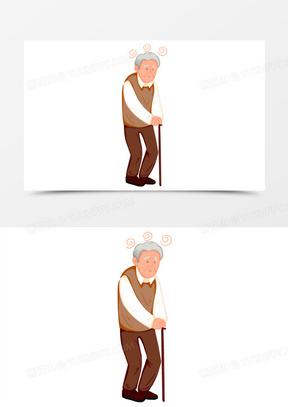 手绘有健忘症的老人免抠元素