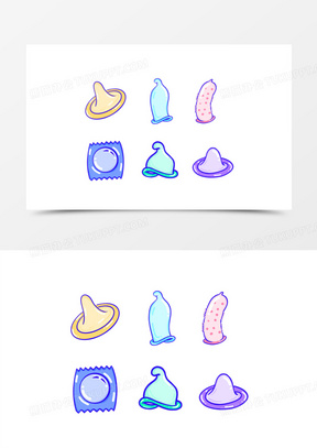 一组手绘避孕用品免抠元素