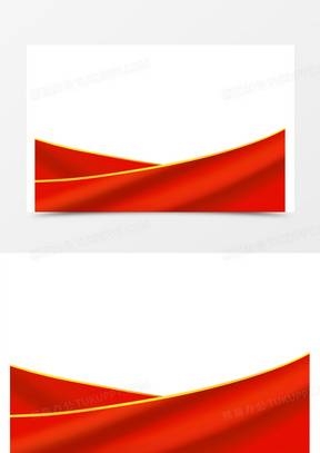 金边红绸免抠边框元素