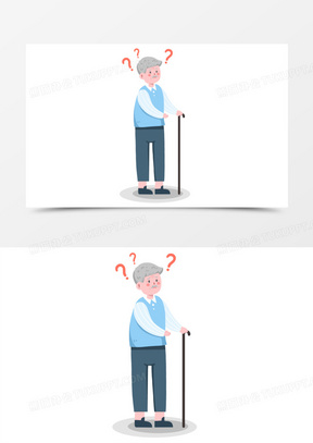 卡通手绘健忘的老爷爷免抠元素