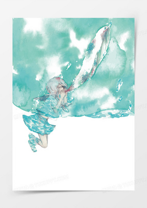 水彩鲸鱼图片素材