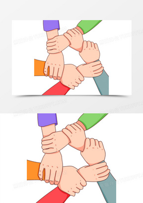手绘卡通团结手势素材